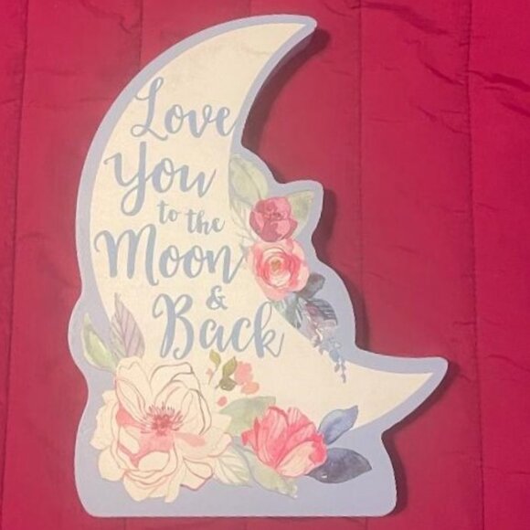" LOVE YOU TO THE MOON & BACK " FLORAL AND MOON DESIGN SHELF SITTER DECORATION - Picture 9 of 9